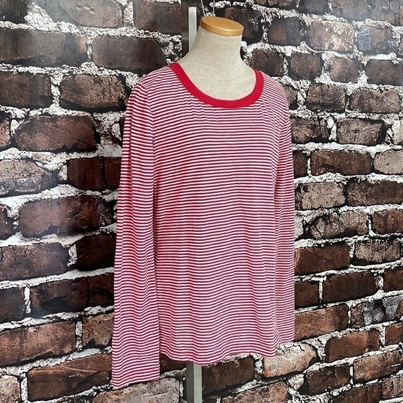 Spendid T-Shirt Long Sleeves Red White Stripes Button Back Size XXL - Picture 4 of 10